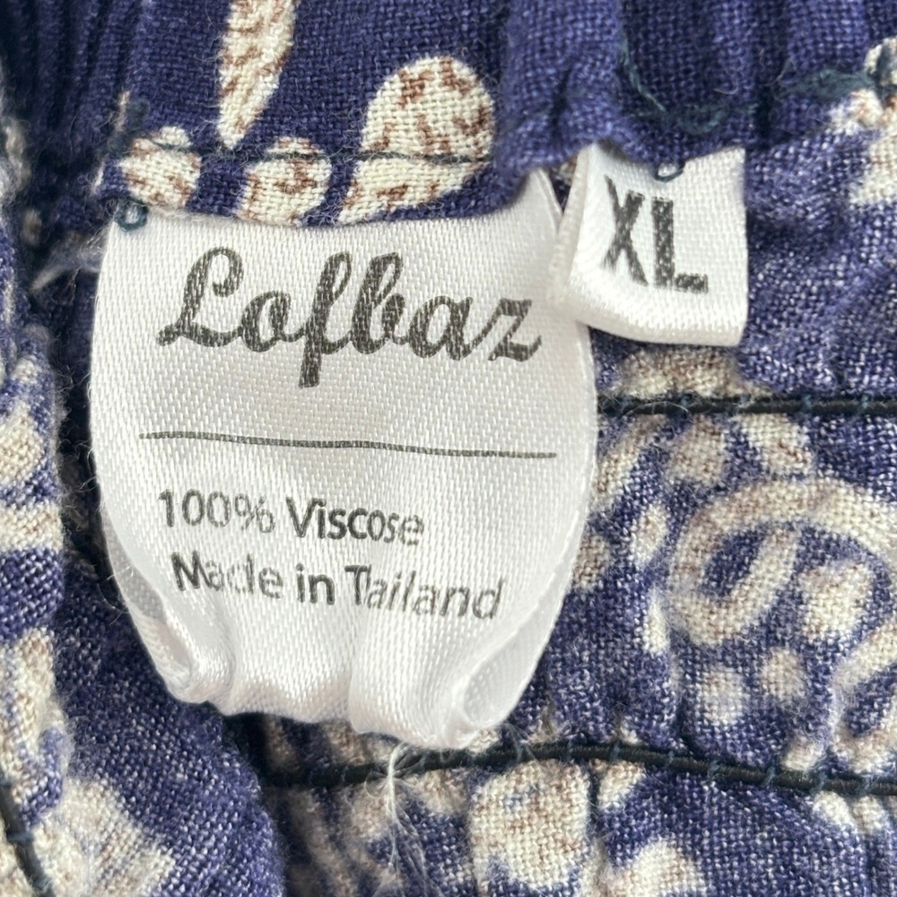 Elephant Print Harem Pants Blue Smocked Waist Boho XL - Picture 7 of 8